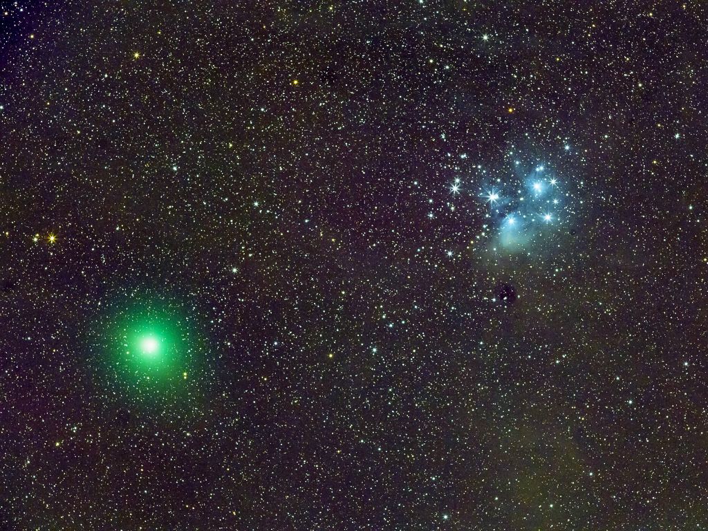 Comet 46P/Wirtanen and Pleiades